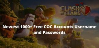 Newest 1000+ Free COC Accounts Username and Passwords