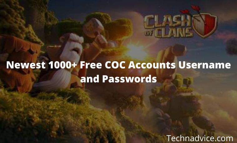 Newest 1000+ Free COC Accounts Username and Passwords