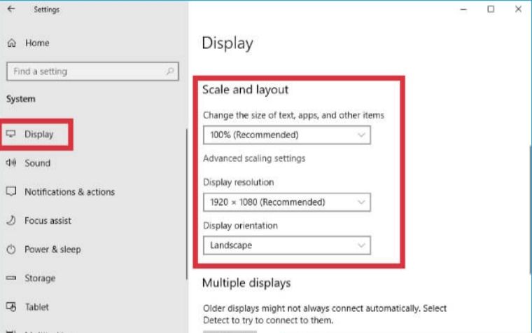 Change Display settings