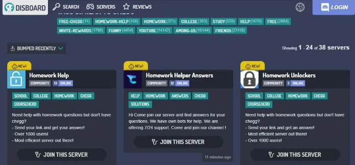 Discord servers for Chegg