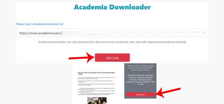 Download documents at Academia for free using a generator
